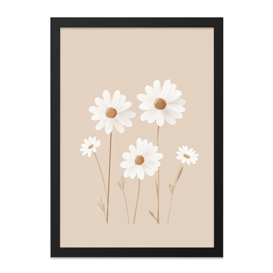 Daisy Flower Wall Art, Botanical Print, Neutral Tone Floral Decor, Minimalist Art Print, Boho Home Decor, Modern Wall Decor, Simple Artwork - Tawshia