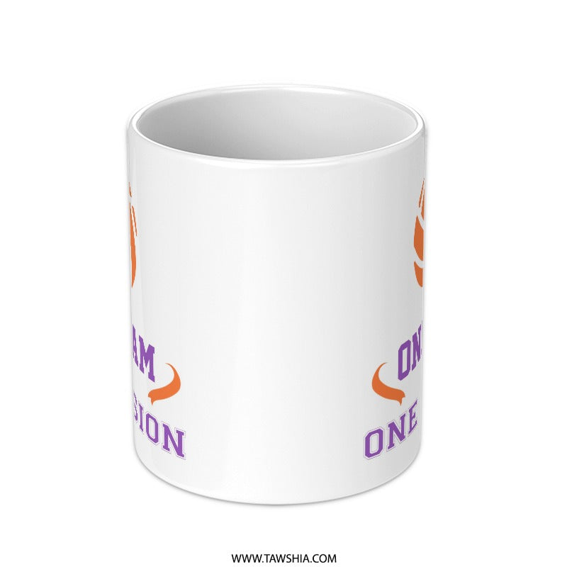Volleyball Team Mug, One Team One Mission Coffee Cup, Sports Lover Gift, Athlete Mug, Volleyball Gift Idea, Personalized Volleyball Mug - Tawshia