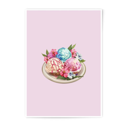 Ice Cream Photographic Prints, Food Art Print, Kitchen Wall Decor, Dessert Art, Floral Arrangement, Whimsical Print, Home Decor - Tawshia