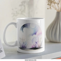 Celestial Watercolor Mug, Moon and Stars Coffee Cup, Dreamy Night Sky, Unique Gift Idea, Whimsical Drinkware - Tawshia