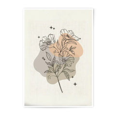 Floral Line Art Photographic Print, Minimalist Flower Wall Art, Botanical Illustration, Modern Home Decor, Neutral Tones, Floral Print - Tawshia