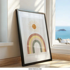 Boho Rainbow Wall Art, Sun Print, Minimalist Rainbow Decor, Nursery Art, Modern Wall Decor, Kids Room Decor, Playroom Art - Tawshia