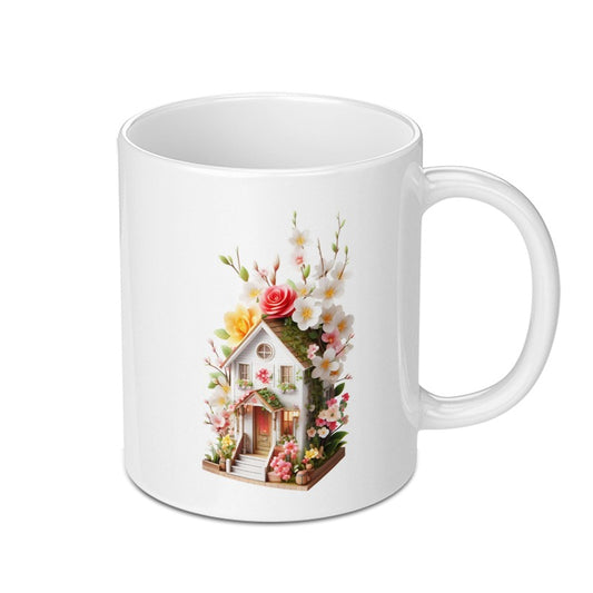 Floral House Mug, Cottagecore Mug, Flower Mug, Whimsical House Gift, Garden Home Coffee Mug, Cozy Home Mug, Spring Mug, Home Lover Gift - Tawshia