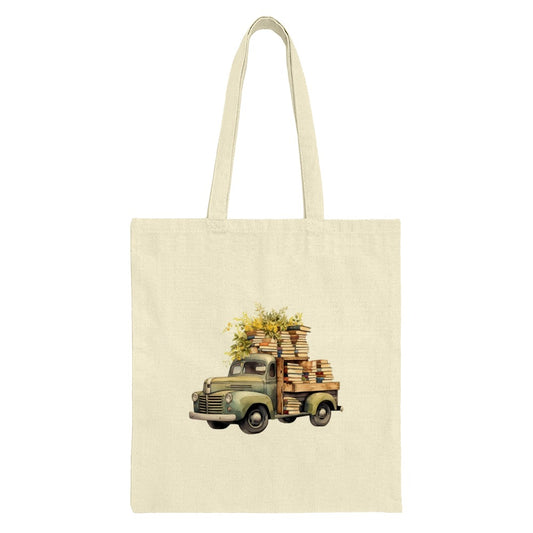 Book Lover Tote Bag, Vintage Truck Design, Reader Gift, Library Tote, Literary Gift, Bookworm Accessories, Book Truck Tote - Tawshia