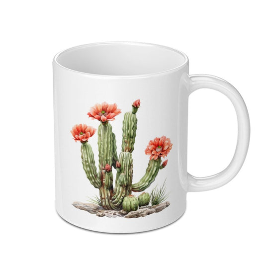 Blooming Cactus Mug, Floral Mug, Southwest Desert Mug, Botanical Mug, Cute Mug, Succulent Mug, Plant Lover Gift, Unique Mug Design - Tawshia