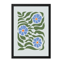 Blue Flower Wall Art, Floral Print, Abstract Botanical Art, Modern Home Decor, Minimalist Art, Flower Power Art Print - Tawshia
