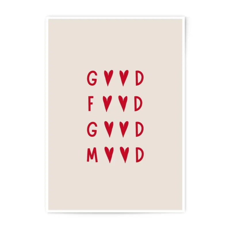 Good Food Mood Photographic Print, Heart Wall Art, Cute Print, Minimalist Art Print, Home Decor - Tawshia