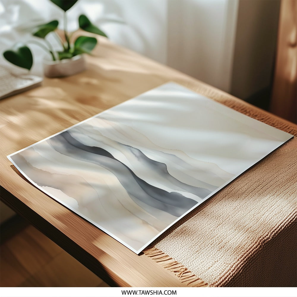 Watercolor Mountain Photographic Print, Neutral Wall Art, Landscape Photo, Abstract Art, Calming Home Decor, Modern Art Print - Tawshia