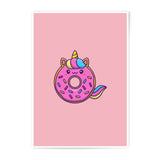 Unicorn Donut Photographic Prints, Cute Food Art, Kawaii Decor, Playful Prints, Sweet Treat Art, Pastel Pink Art, Kids Room Decor - Tawshia