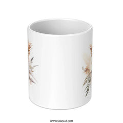 Boho Floral Mug, Rose and Pampas Grass, Rustic Flower Cup, Watercolor Bouquet Design, Chic Coffee Mug, Elegant Gift Idea - Tawshia