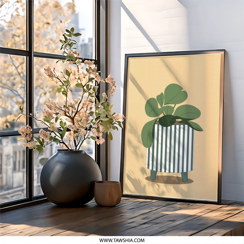 Modern Plant Wall Art, Potted Plant Print, Houseplant Illustration, Minimalist Decor, Botanical Wall Art, Indoor Plants Art - Tawshia