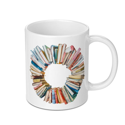Stacked Books Mug, Book Lover Gift, Reader Mug, Library Mug, Bookworm Mug, Cozy Mug, Coffee Mug, Tea Mug, Book Themed Mug, Gifts For Her - Tawshia