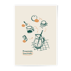 Homemade Lemonade Photographic Print, Recipe Art, Kitchen Decor, Food Illustration, Beverage Poster, Refreshing Drink, Summer Art Print - Tawshia