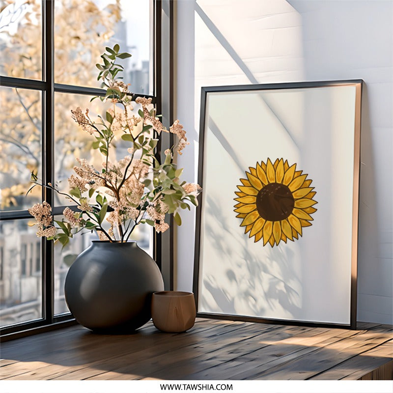 Sunflower Wall Art, Floral Print, Modern Art, Botanical Decor, Minimalist Home Decor, Farmhouse Wall Decor, Flower Art, Sunflower Painting - Tawshia