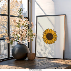 Sunflower Wall Art, Floral Print, Modern Art, Botanical Decor, Minimalist Home Decor, Farmhouse Wall Decor, Flower Art, Sunflower Painting - Tawshia