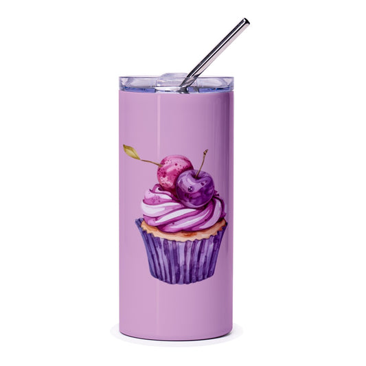 Cherry Cupcake Tumbler, Watercolor Design, Sweet Treat Tumbler, Cute Drinkware, Foodie Gift, Unique Tumbler, Cherry Lover Gift - Tawshia