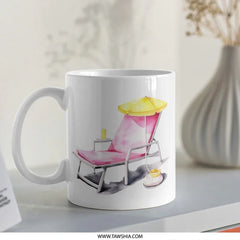 Beach Chair Mug, Summer Vibes Mug, Vacation Getaway, Relaxing Beach, Tropical Drink, Fun Mug, Gift Idea, Beach Lover, Stylish Mug - Tawshia