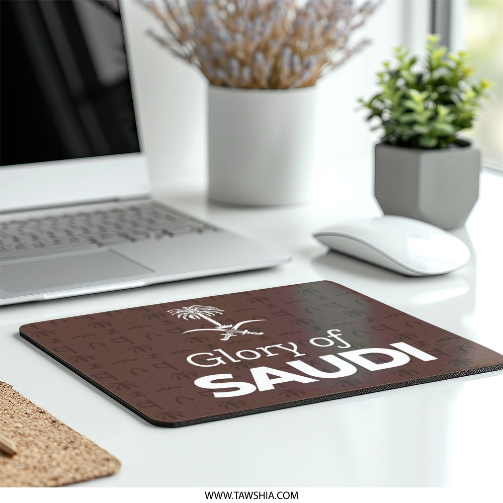 Glory of Saudi Arabia Mouse Pad, Saudi Arabia Gift, National Day Mousepad, Saudi National Emblem, Unique Desk Decor, Gift for Saudi - Tawshia