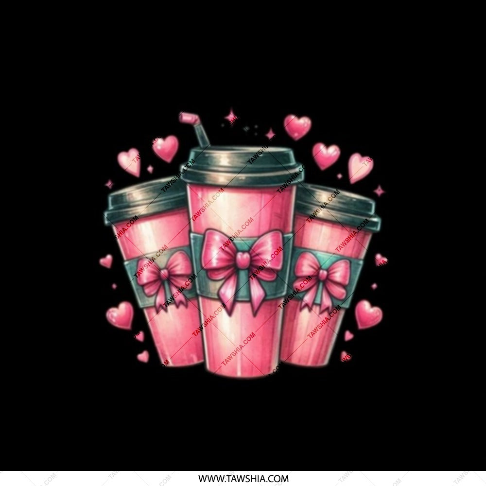 Coffee Lover Pocket Mirror, Kawaii Pink Coffee, Cute Bows Mirror, Hearts Pocket Mirror, Gift for Friend, Trendy Pocket Mirror - Tawshia