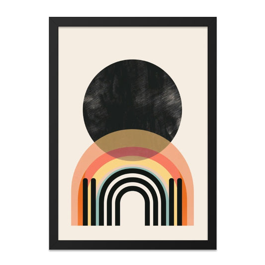 Geometric Rainbow Wall Art, Boho Print, Modern Abstract Art, Colorful Arches, Minimalist Home Decor, Circle Artwork, Trendy Wall Decor - Tawshia
