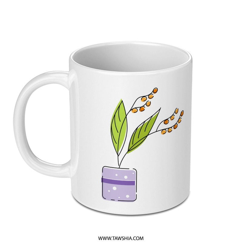 Cute Plant Mug, Floral Mug, Potted Plant Mug, Unique Mug, Coffee Mug, Tea Mug, Gift Mug, Office Mug, Kitchen Decor Mug, Plant Lover Gift - Tawshia