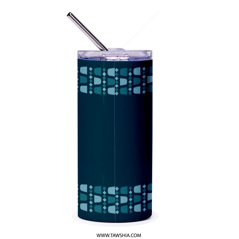 Stylish Dark Blue Tumbler with Unique Geometric Patterns product
