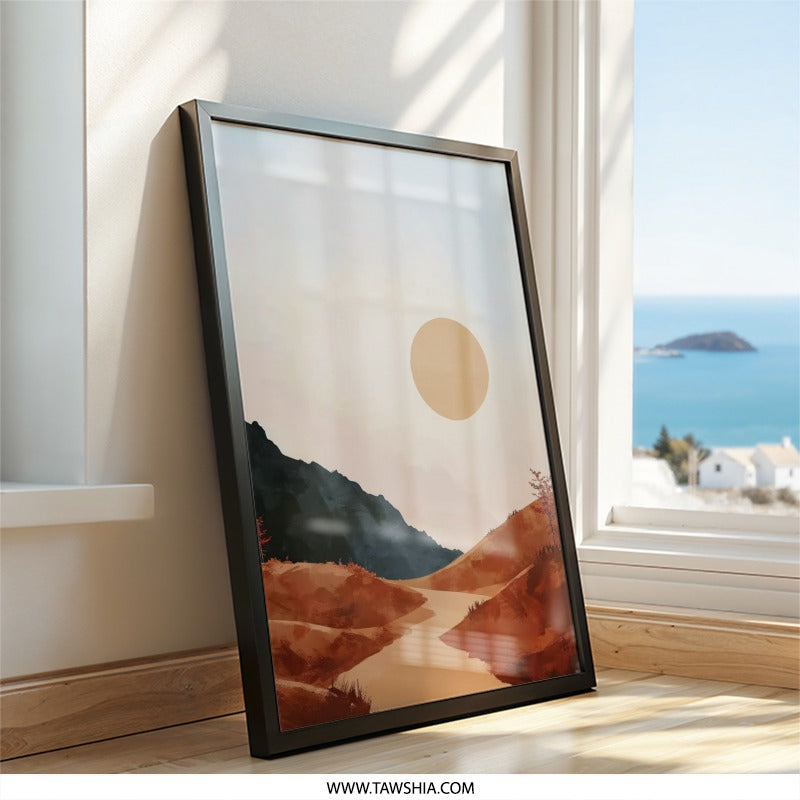 Minimalist Mountain Wall Art, Sunset Landscape Print, Modern Home Decor, Abstract Nature Art, Desert Wall Decor, Boho Print, Large Wall Art - Tawshia