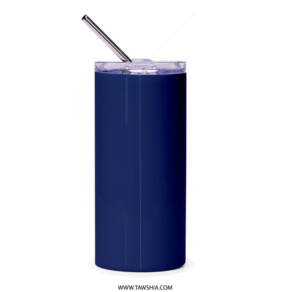 Insulated Blue Tumbler with Straw Drinking product