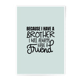 Brother Friend Photographic Prints, Sibling Love Art, Brother Gift Idea, Friendship Quote Wall Decor, Family Prints - Tawshia
