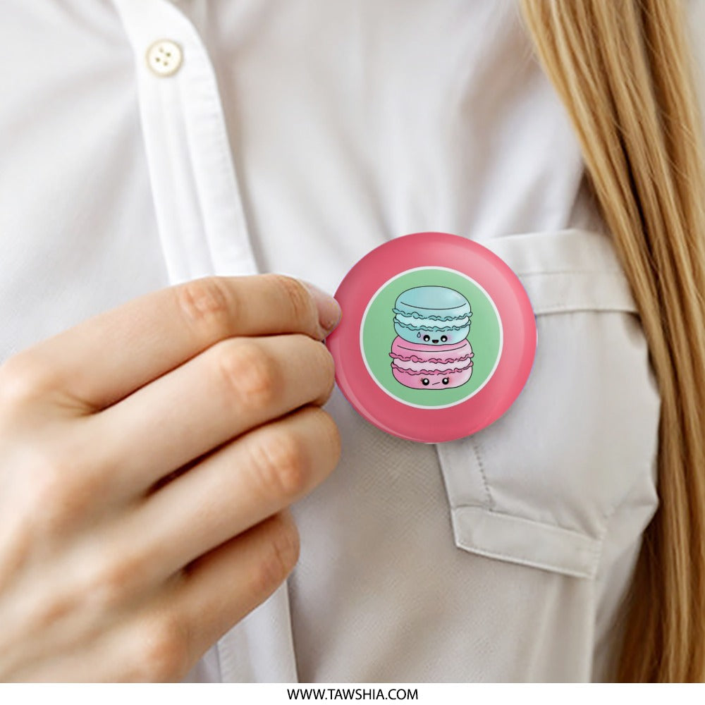 Cute Macaron Pinback Button, Sweet Treat Badge, Kawaii Food Pin, Colorful Dessert Button, Gift for Baker, Trendy Backpack Accessory - Tawshia