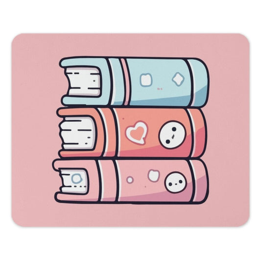 Stacked Books Mouse Pad, Cute Kawaii Aesthetic, Desk Accessory, Office Decor, Student Gift, Colorful Design, Book Lover Gift - Tawshia