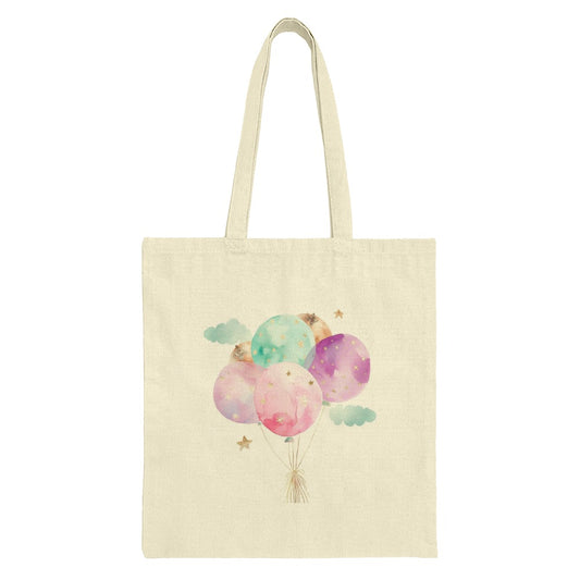 Watercolor Balloons Tote Bag, Pastel Sky Totes, Stars Design, Unique Gift Ideas, Colorful Balloons, Cloud Tote Bag, Artistic Tote Bags - Tawshia