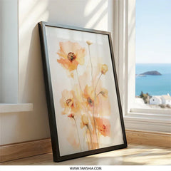 Orange Poppy Wall Art, Floral Wall Decor, Botanical Print, Flower Art Print, Modern Wall Hanging, Warm Tone Art, Home Decor Art - Tawshia