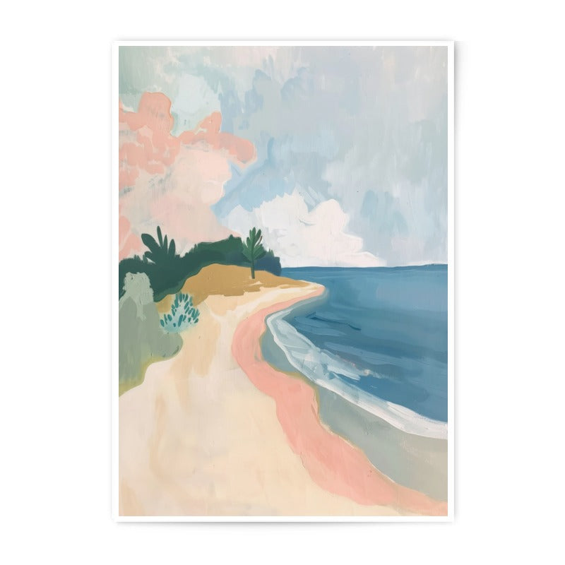Coastal Photographic Print, Beach Landscape Wall Art, Ocean View Print, Abstract Beach Scene, Pastel Colors, Home Decor Art - Tawshia