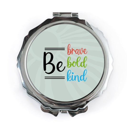 Brave Bold Kind Pocket Mirror, Inspirational Quote Compact Mirror, Positive Affirmation Gift, Motivation Phrase Portable Mirror - Tawshia