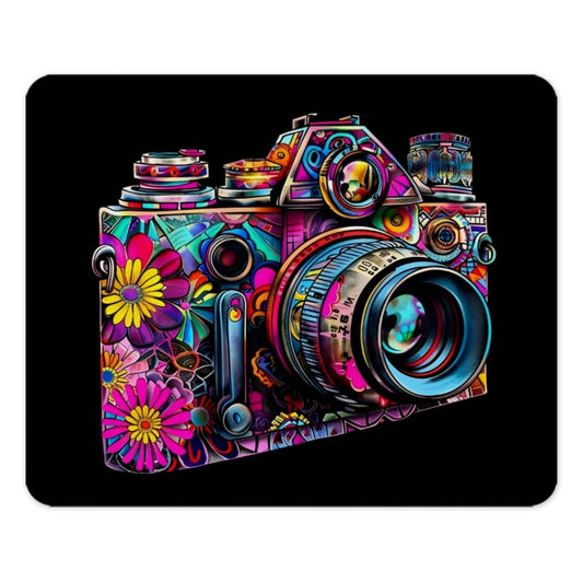 Camera Mouse Pad, Floral Camera Art, Retro Camera Gift, Colorful Mousepad, Photography Lover Gift, Desk Accessory, Office Decor - Tawshia