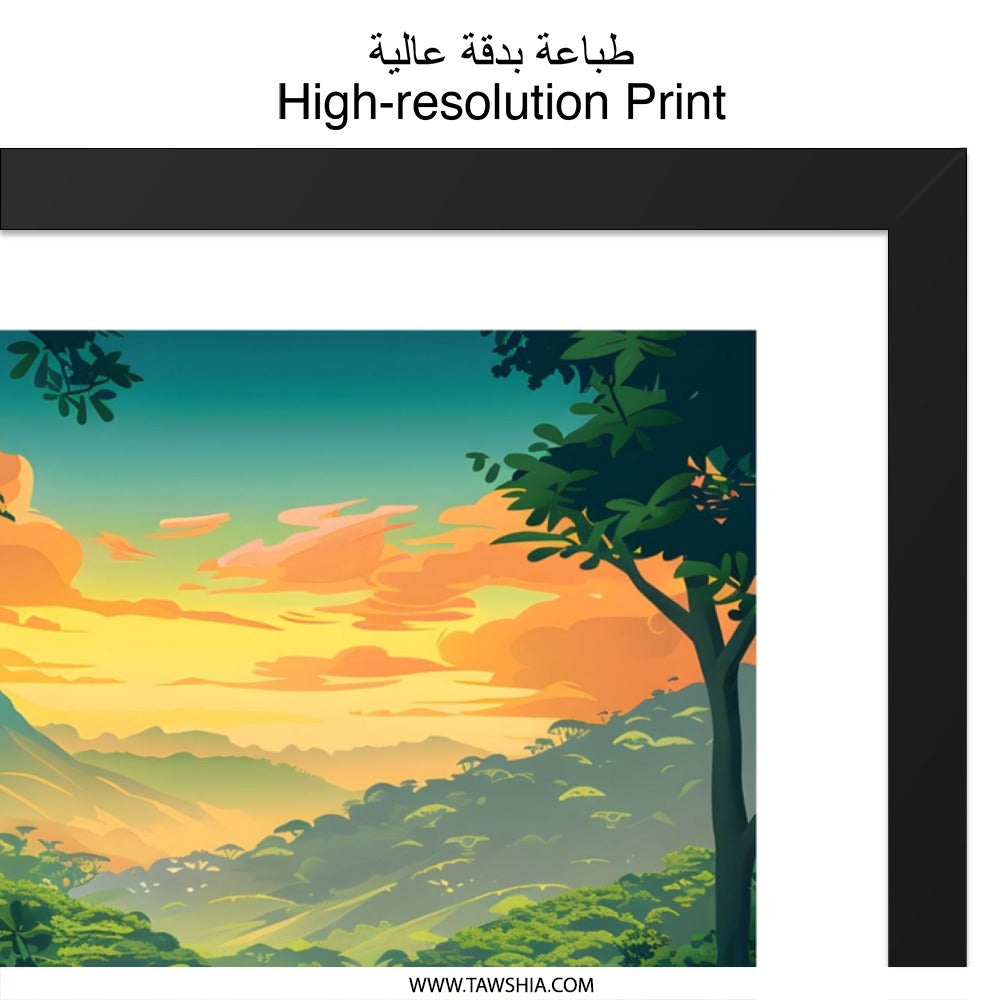 Bwindi Impenetrable Forest Wall Art, Jungle Landscape Print, Nature Scenery Poster, Lush Greenery Home Decor, Sunset Forest View Artwork - Tawshia