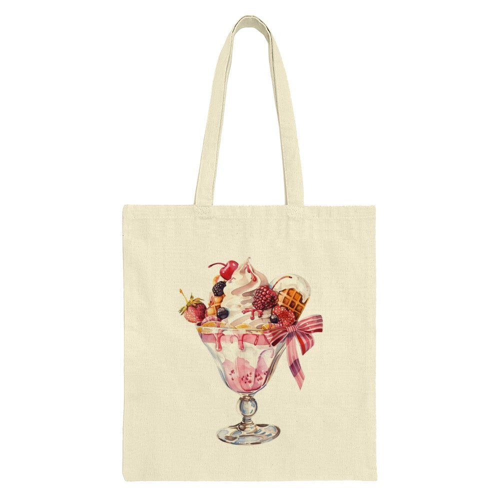 Dessert Tote Bag, Ice Cream Sundae, Foodie Gift, Watercolor Design, Sweet Treat, Colorful Tote, Unique Handbag, Summer Accessory - Tawshia