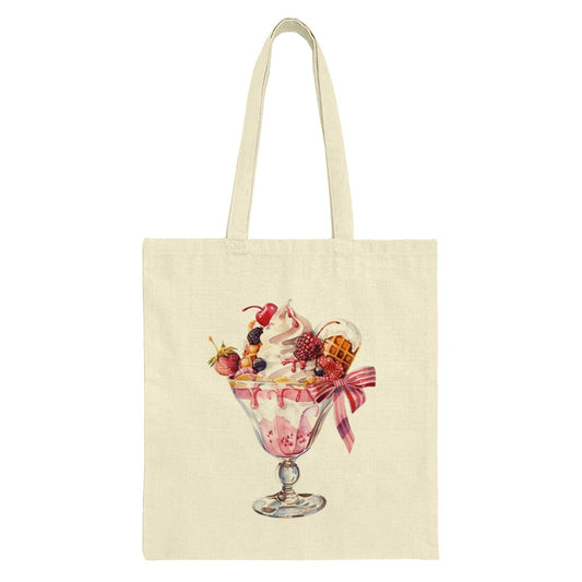 Dessert Tote Bag, Ice Cream Sundae, Foodie Gift, Watercolor Design, Sweet Treat, Colorful Tote, Unique Handbag, Summer Accessory - Tawshia