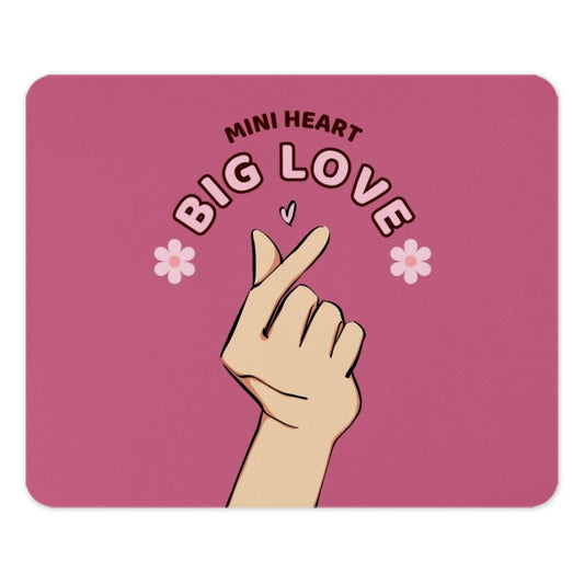 Mini Heart Big Love Mouse Pad, Cute Hand Gesture, Pink Aesthetic Desk Decor, Valentine's Day Gift, Gamer Accessories - Tawshia