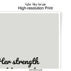 Strength and Love Photographic Prints, Inspirational Quote Art, Motivational Wall Decor, Empowering Woman Gift, Home Office Prints - Tawshia