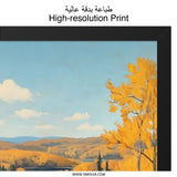 Autumn Lake Wall Art, Golden Forest Print, Landscape Painting, Nature Scene Decor, Home Decor Wall Art - Tawshia