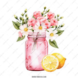 Lemon and Floral Tote Bag, Summer Tote, Pink Floral Jar Bag, Cute Grocery Bag, Gift For Her, Everyday Carry Bag, Trendy Shopping Bag - Tawshia