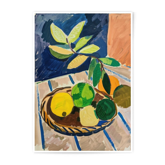 Fruit Still Life Photographic Print, Kitchen Wall Art, Colorful Citrus Decor, Modern Fine Art, Basket Of Fruit Print, Bright Art Print - Tawshia