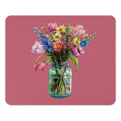 Floral Mouse Pad, Mason Jar Bouquet, Flower Arrangement, Desktop Accessory, Cute Office Decor, Gift for Her, Artistic Mousepad - Tawshia