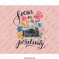 Focus on Positivity MousePad, Floral Camera Mouse Pad, Motivational Desk Decor, Office Accessories, Cute Computer Mat, Photography Gift - Tawshia
