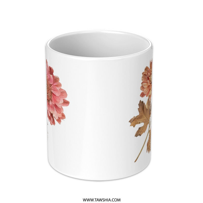 Floral Chrysanthemum Mug, Botanical Mug, Flower Coffee Cup, Nature Lover Gift, Vintage Style Mug, Aesthetic Mug, Unique Tea Cup - Tawshia