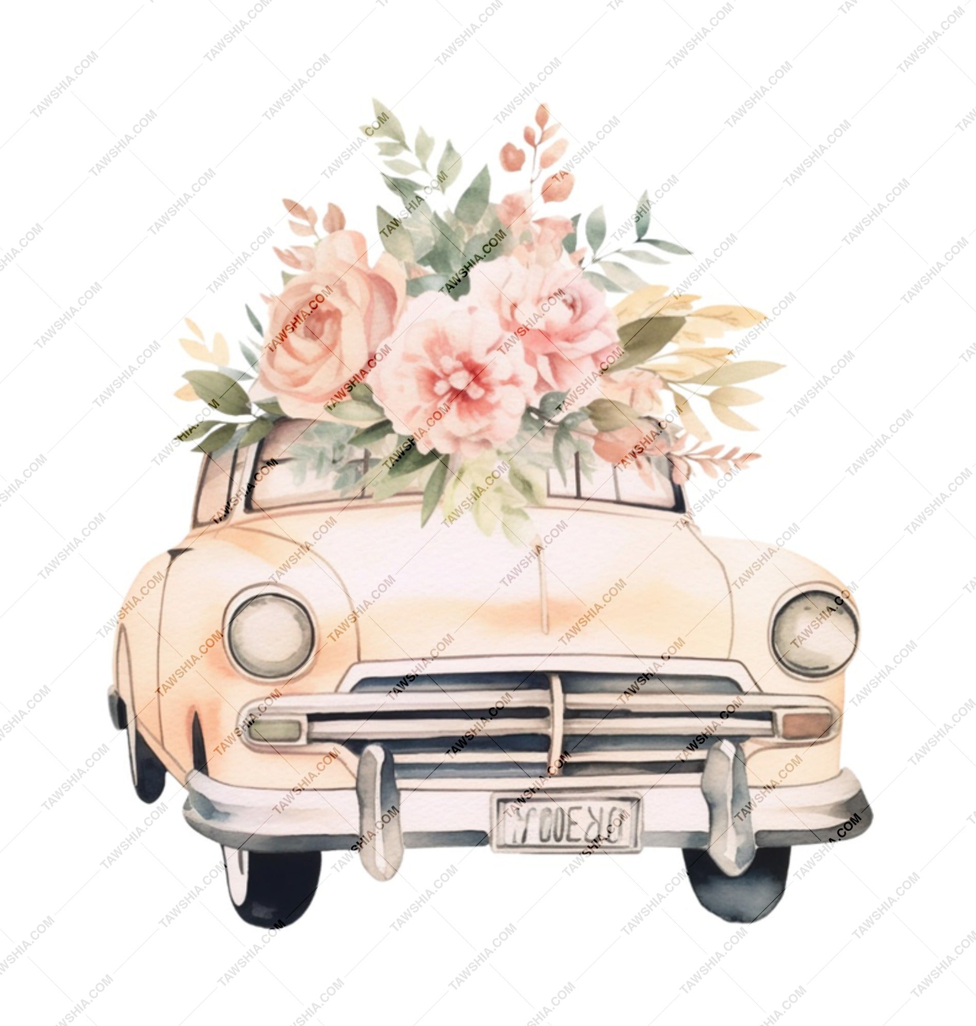 Floral Car Mug, Classic Car Design, Flower Bouquet Mug, Aesthetic Mug, Cute Coffee Mug, Unique Gift Idea, Vintage Car Lover Mug - Tawshia