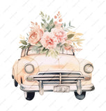 Floral Car Mug, Classic Car Design, Flower Bouquet Mug, Aesthetic Mug, Cute Coffee Mug, Unique Gift Idea, Vintage Car Lover Mug - Tawshia
