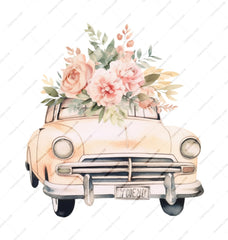 Floral Car Mug, Classic Car Design, Flower Bouquet Mug, Aesthetic Mug, Cute Coffee Mug, Unique Gift Idea, Vintage Car Lover Mug - Tawshia
